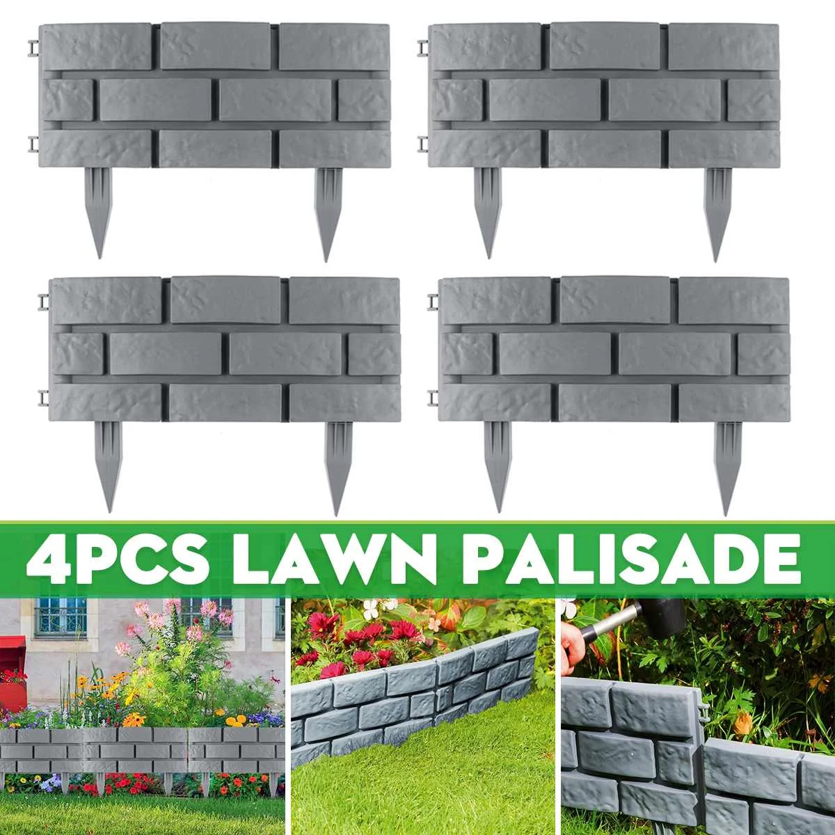4pcs Garden Edging Courtyard Grass Rectangle Stone Brick Effect Accessory Plant Bordering Path Landscape Lawn Fence Decoration
4pcs Garden Edging Courtyard Grass Rectangle Stone Brick Effect Accessory Plant Bordering Path Landscape Lawn Fence Decoration