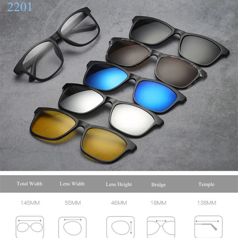 Polarized Eyeglass TR Frames with 5 Clip On Sunglasses Men Magnetic Sunglass Optician Glass Frame (Myopia Presbyopia )SO5-1
Polarized Eyeglass TR Frames with 5 Clip On Sunglasses Men Magnetic Sunglass Optician Glass Frame (Myopia Presbyopia )SO5-1