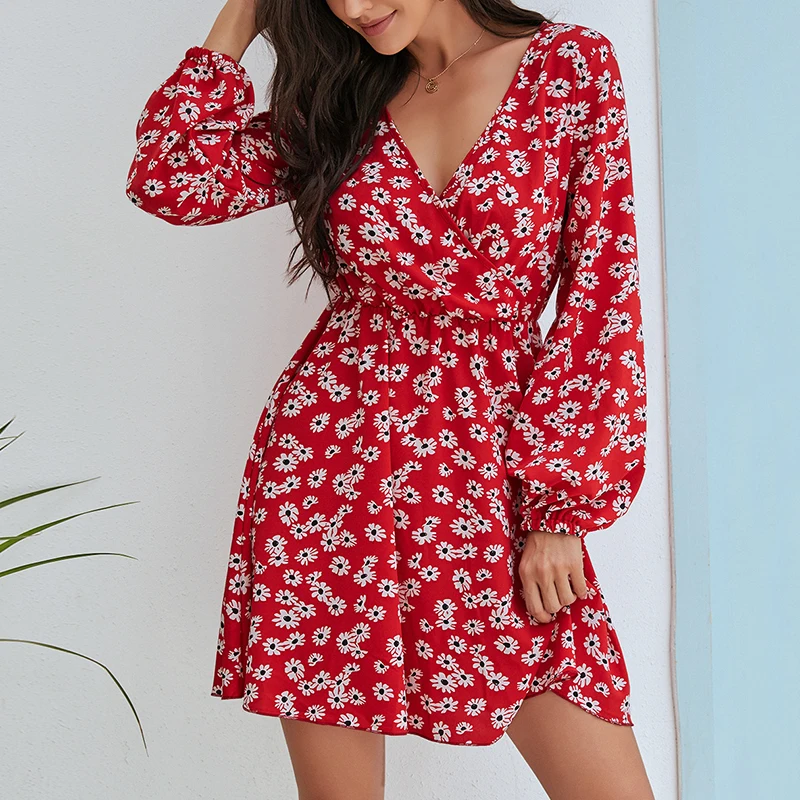 Autumn Floral Print Dress Women Long Sleeve Dresses V Neck Mini Dress Daisy Printed Dress Female Roupa Feminina
Autumn Floral Print Dress Women Long Sleeve Dresses V Neck Mini Dress Daisy Printed Dress Female Roupa Feminina