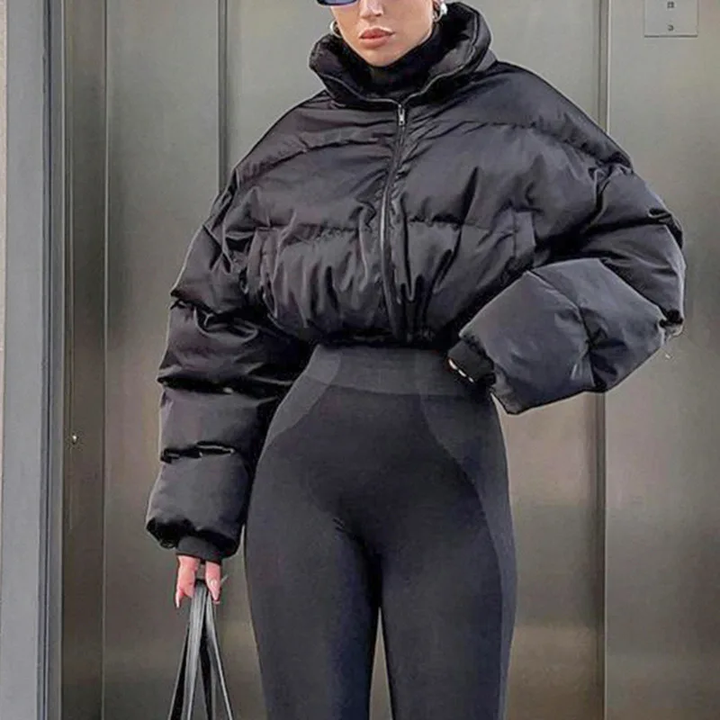 Winter Coats Fashion Punk Gothic Short Parkas Solid Color Zip Warm Long Sleeve Women Cropped Coat Female Cotton-padded Clothes
Winter Coats Fashion Punk Gothic Short Parkas Solid Color Zip Warm Long Sleeve Women Cropped Coat Female Cotton-padded Clothes