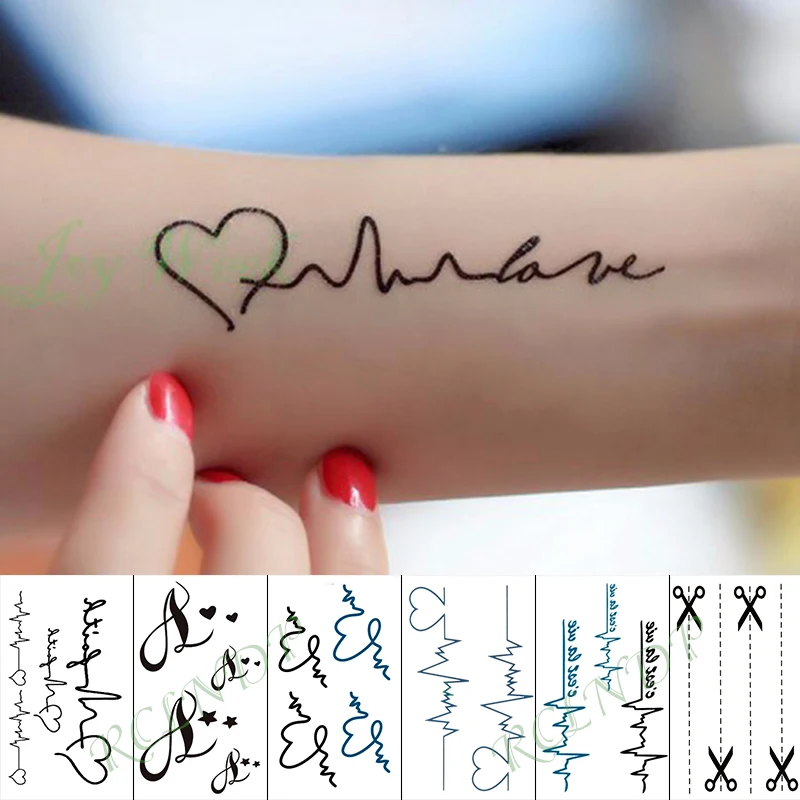 Waterproof Temporary Tattoo Sticker Heartbeat Letter with Heart Fake Tatto Hand Arm Foot Flash Tatoo for Kid Girl Men Women
Waterproof Temporary Tattoo Sticker Heartbeat Letter with Heart Fake Tatto Hand Arm Foot Flash Tatoo for Kid Girl Men Women