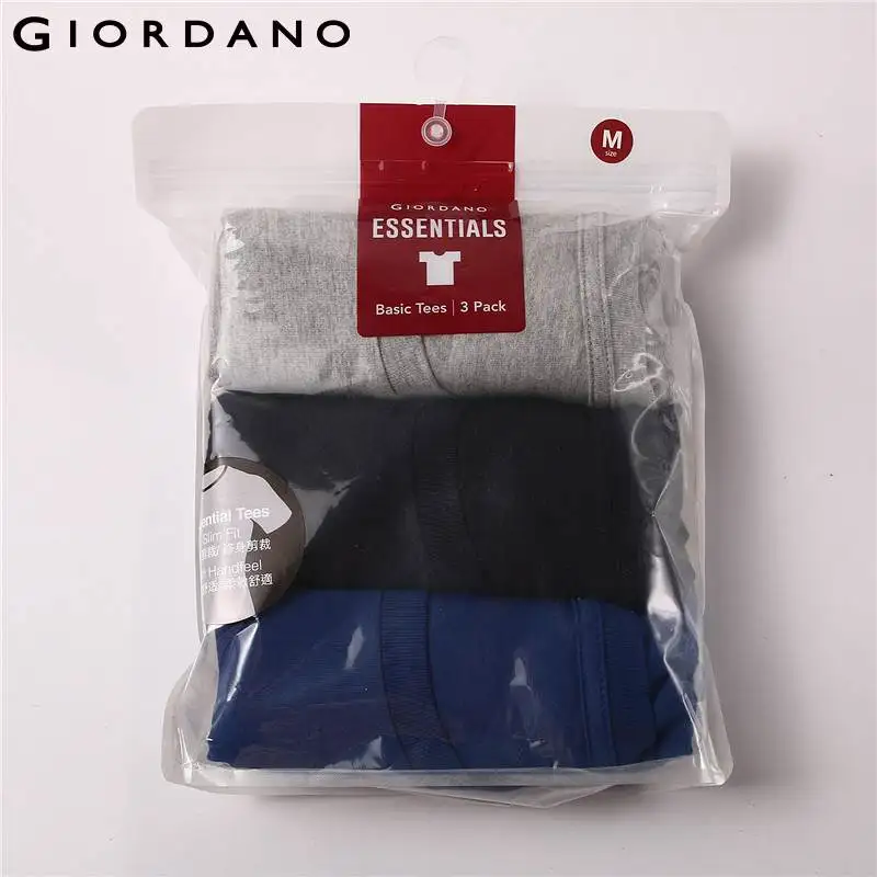 Giordano Мужская футболка с короткими рукавами 3 пары футболок однотонная хлопковая