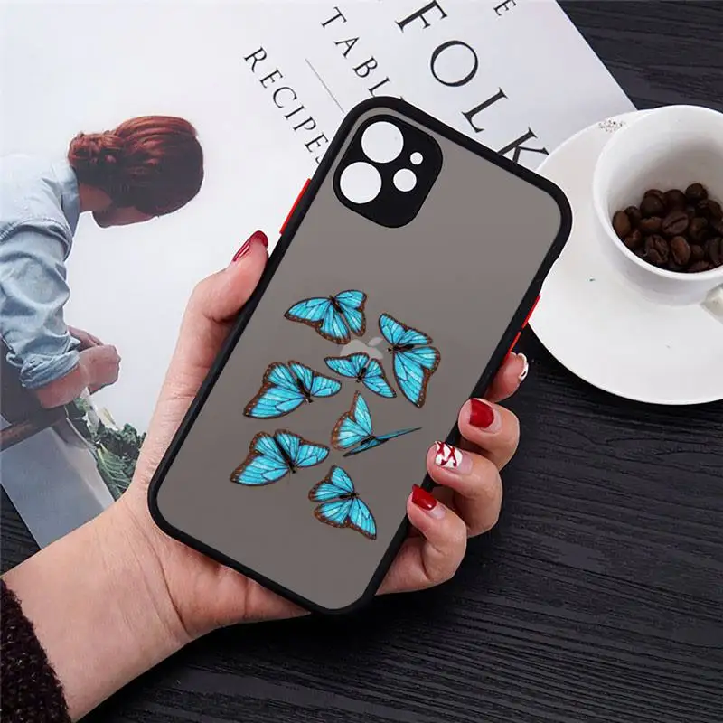 Blue Butterfly Phone Case black matte transparent For iPhone 7 8 x xs xr 11 12 pro plus mini max Clear Funda
Blue Butterfly Phone Case black matte transparent For iPhone 7 8 x xs xr 11 12 pro plus mini max Clear Funda