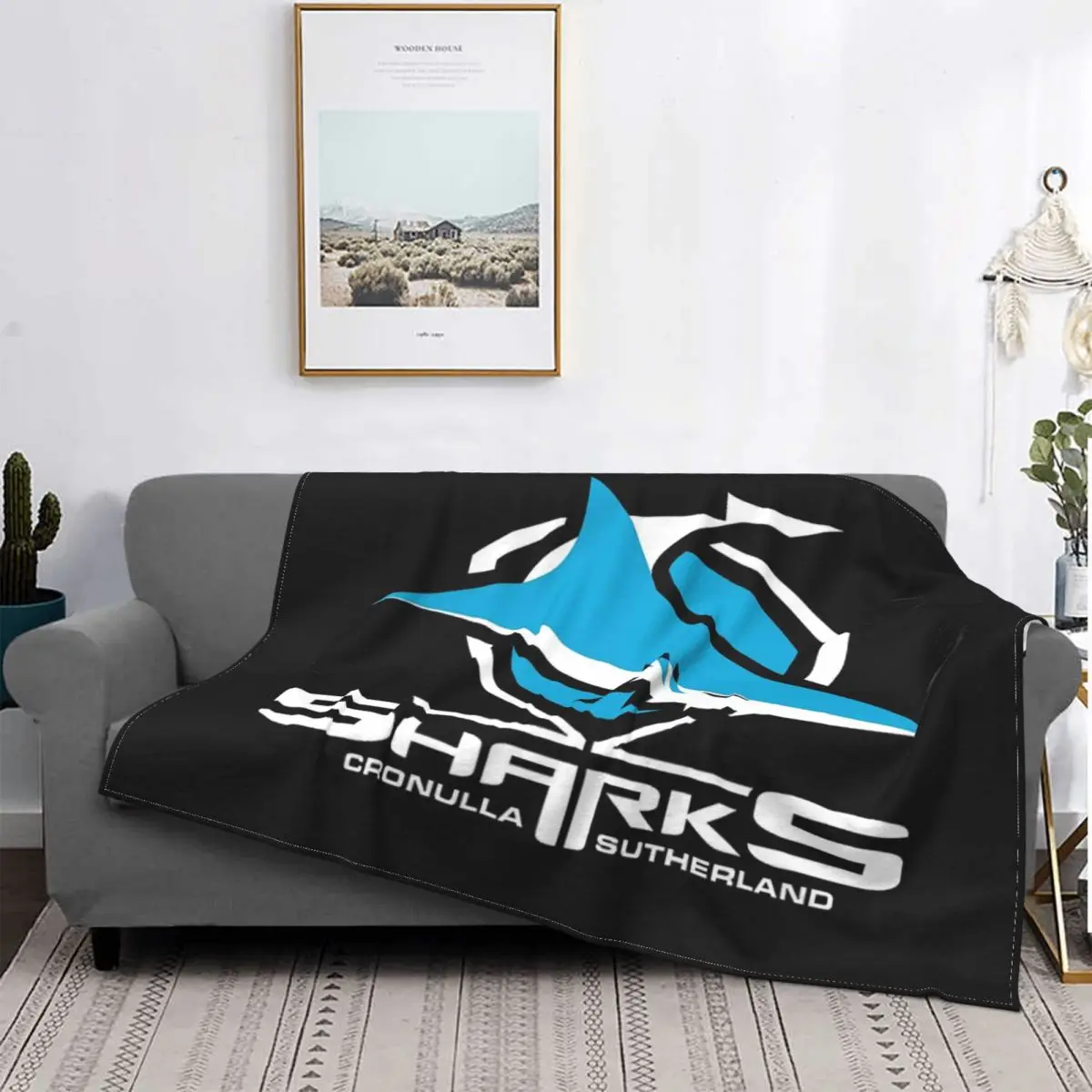 

-Manta de Cronulla tiburones Sutherland, colcha para cama, sofá a cuadros, colcha de 90, manta de Picnic en la cama