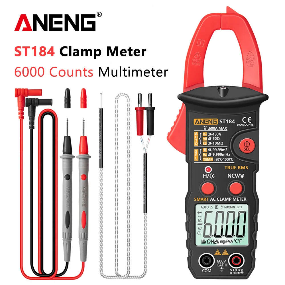 Aneng St184 Digital Multimeter Clamp Meter True Rms 6000 Counts Professional Measuring Testers Ac/dc Voltage Ac Current Ohm
Aneng St184 Digital Multimeter Clamp Meter True Rms 6000 Counts Professional Measuring Testers Ac/dc Voltage Ac Current Ohm