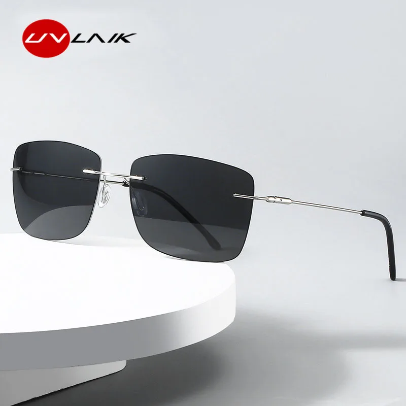 

UVLAIK Frameless TAC Polarized Sunglasses Men Fashion Square photochromic Sun Glasses Male Driver Night Driving Goggles Sunglass