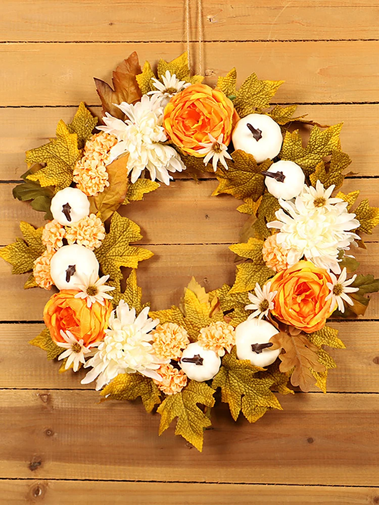 Thanksgiving Maple Leaf Wreath Chrysanthemum Pumpkin Garland Door Decoration Fall Wreath Decor Floral Hoop Hanging High Quality
Thanksgiving Maple Leaf Wreath Chrysanthemum Pumpkin Garland Door Decoration Fall Wreath Decor Floral Hoop Hanging High Quality