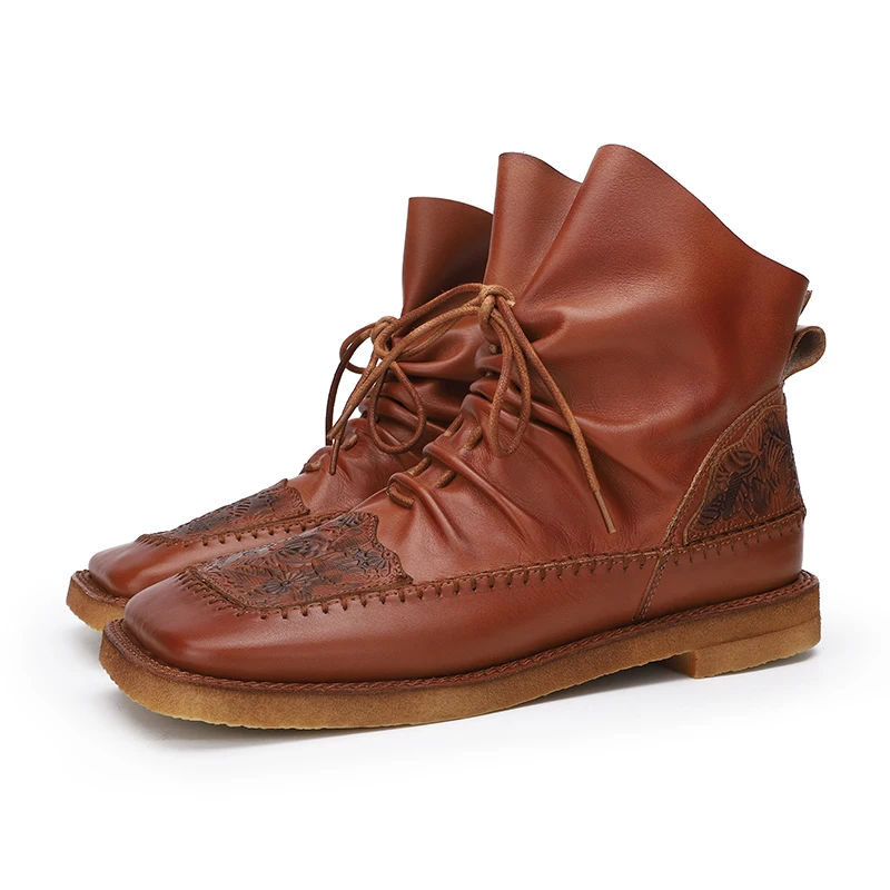 Pleated Shoes Woman 2019 Winter Natural Leather Female Flat Boots Mixed Color Square Toes Lace Up Printed Flower Ankle Boots
Pleated Shoes Woman 2019 Winter Natural Leather Female Flat Boots Mixed Color Square Toes Lace Up Printed Flower Ankle Boots