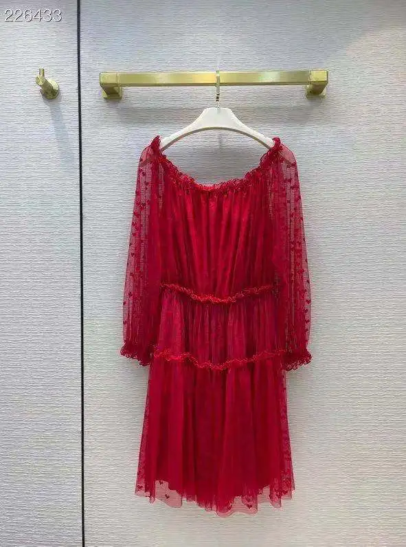 Women Autumn Fashion Streetwear Mini Dress Designer Runway Ladies Waist Elastic Embroidery Long Sleeves Mesh Red Dresses
Women Autumn Fashion Streetwear Mini Dress Designer Runway Ladies Waist Elastic Embroidery Long Sleeves Mesh Red Dresses