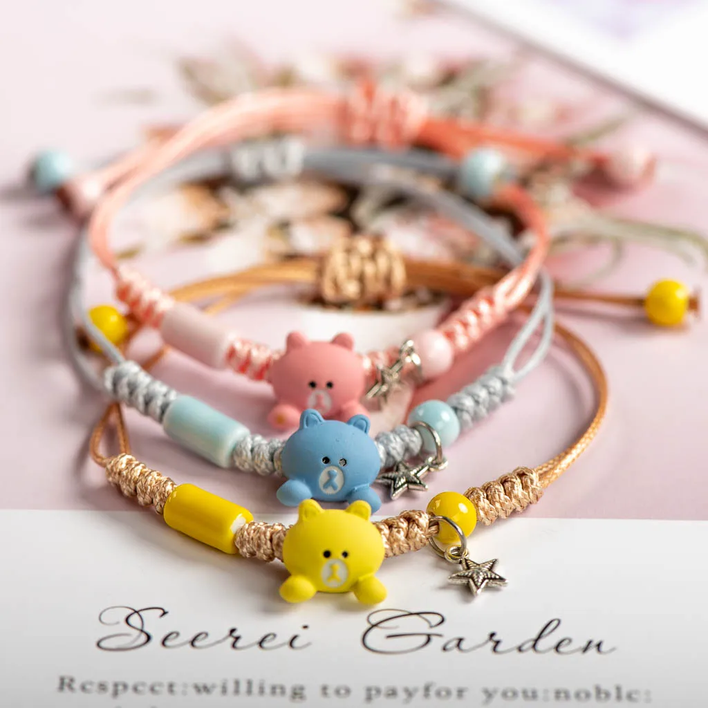 Cute Little Bear Ceramic With Metal Drip Glaze Pendant Bracelet Hand-Wowen Charms Gift Bracelets Bangles Wholesale #XN065
Cute Little Bear Ceramic With Metal Drip Glaze Pendant Bracelet Hand-Wowen Charms Gift Bracelets Bangles Wholesale #XN065