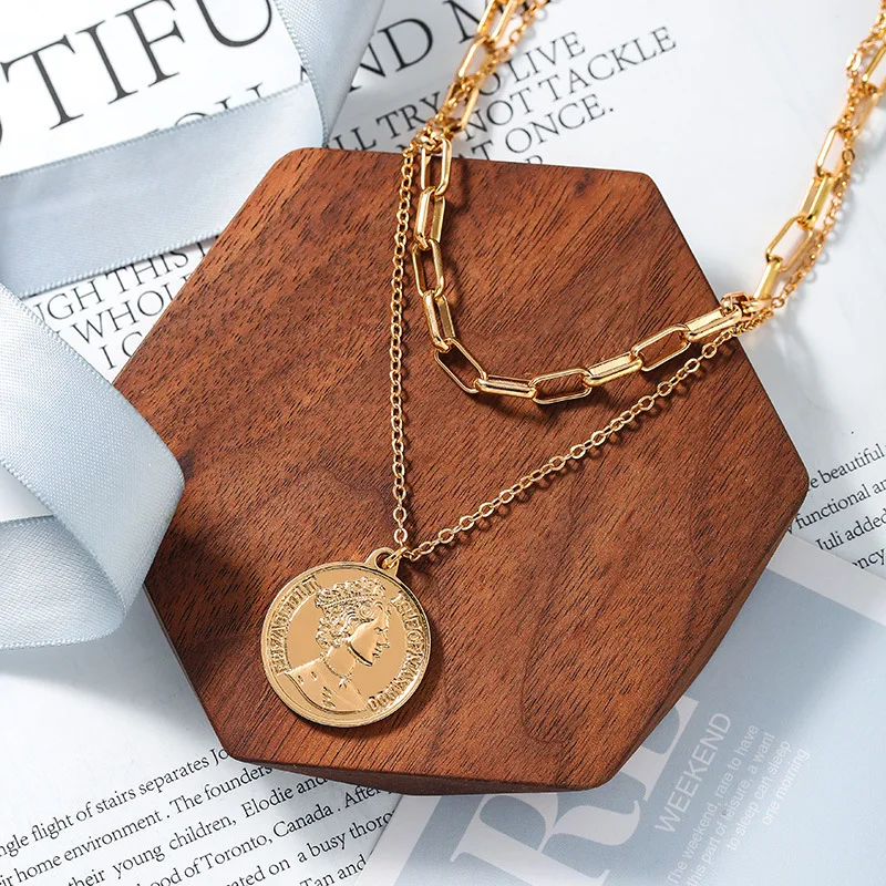 Jewelry 2020 European and American coin thick chain multi-layer Necklace for women Gold Double clavicle chain ins neck pendants
Jewelry 2020 European and American coin thick chain multi-layer Necklace for women Gold Double clavicle chain ins neck pendants