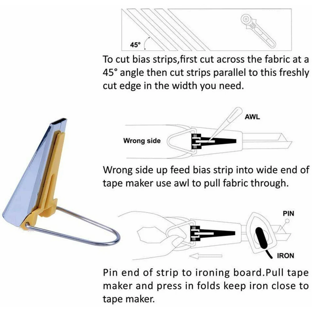 Fabric Bias Binding Tape Maker Kit Binder Foot Wooden Awl Clips Pins Household DIY Sewing Quilting Tool Set
Fabric Bias Binding Tape Maker Kit Binder Foot Wooden Awl Clips Pins Household DIY Sewing Quilting Tool Set