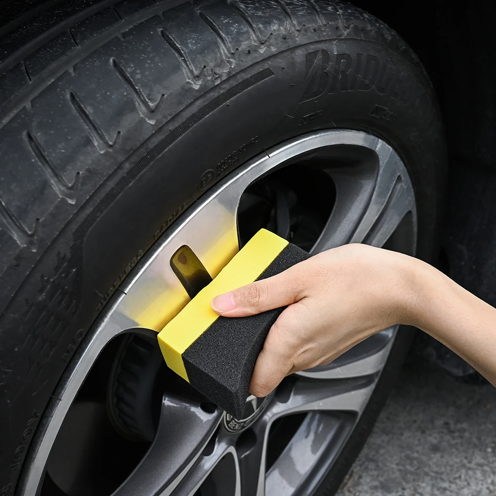 

U-Shape Car Wash Tire Wax Polishing Compound Sponge Corner Wipe Clear ARC Edge Sponge Tyre Brush Car Waxing Cleaning Sponge