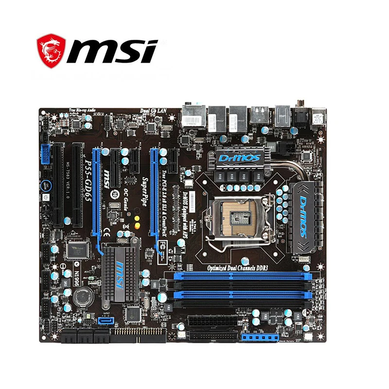 Для материнской платы MSI P55 GD65 LGA 1156 DDR3 для Intel P55M десктопная материнская плата SATA II