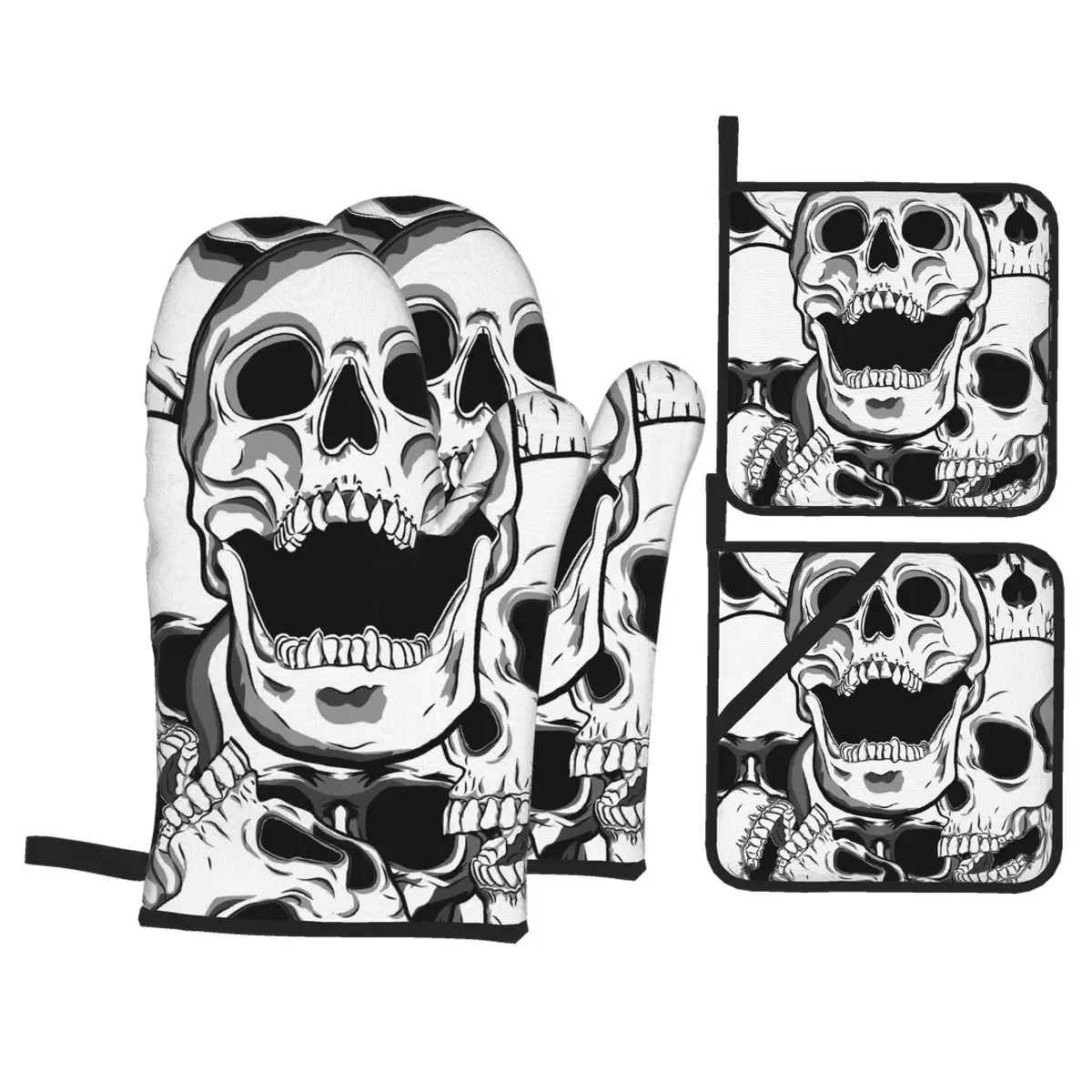 4 Pieces Oven Gloves Mitts Skull Tattoo Kitchen Gloves Tray Dish Bowl Holder Baking Insulation Hand Clip
4 Pieces Oven Gloves Mitts Skull Tattoo Kitchen Gloves Tray Dish Bowl Holder Baking Insulation Hand Clip
