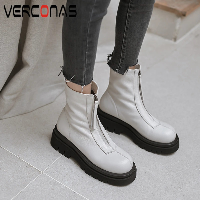 VERCONAS New Woman Ankle Boots Autumn Winter Genuine Leather Concise Fashion Zipper Boots Round Toe Platforms Short Boots Woman
VERCONAS New Woman Ankle Boots Autumn Winter Genuine Leather Concise Fashion Zipper Boots Round Toe Platforms Short Boots Woman
