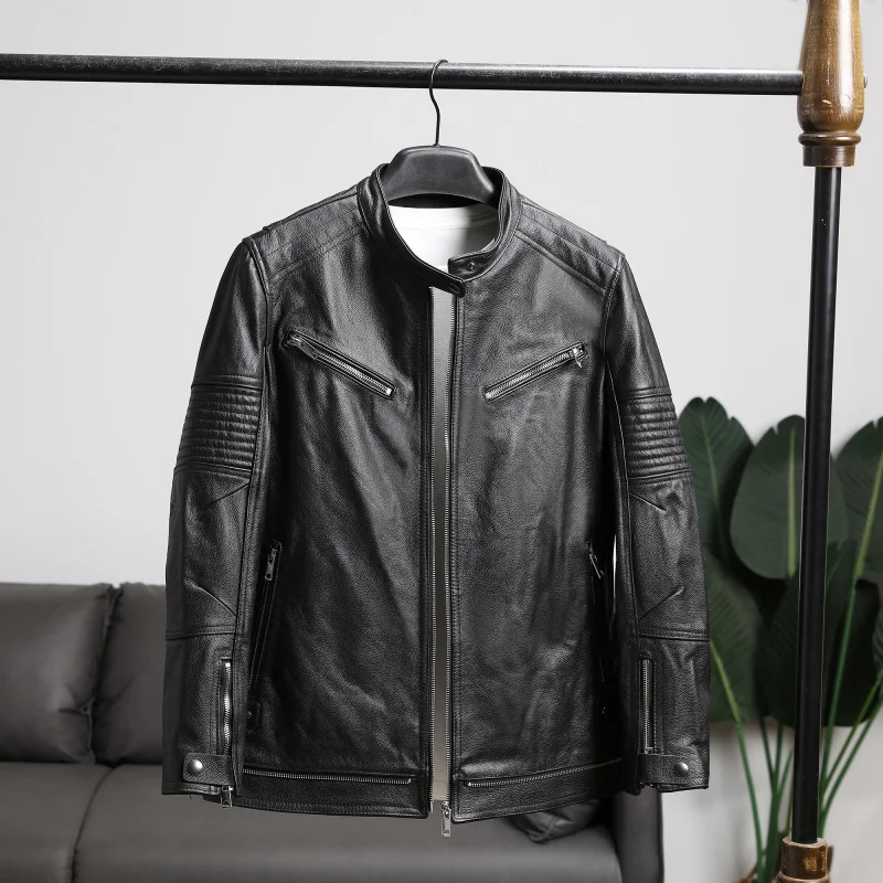 Куртка мужская мотоциклетная из натуральной кожи, пальто из воловьей кожи, классическая черная куртка на молнии с воротником-стойкой в стиле панк, верхняя одежда
Куртка мужская мотоциклетная из натуральной кожи, пальто из воловьей кожи, классическая черная куртка на молнии с воротником-стойкой в стиле панк, верхняя одежда