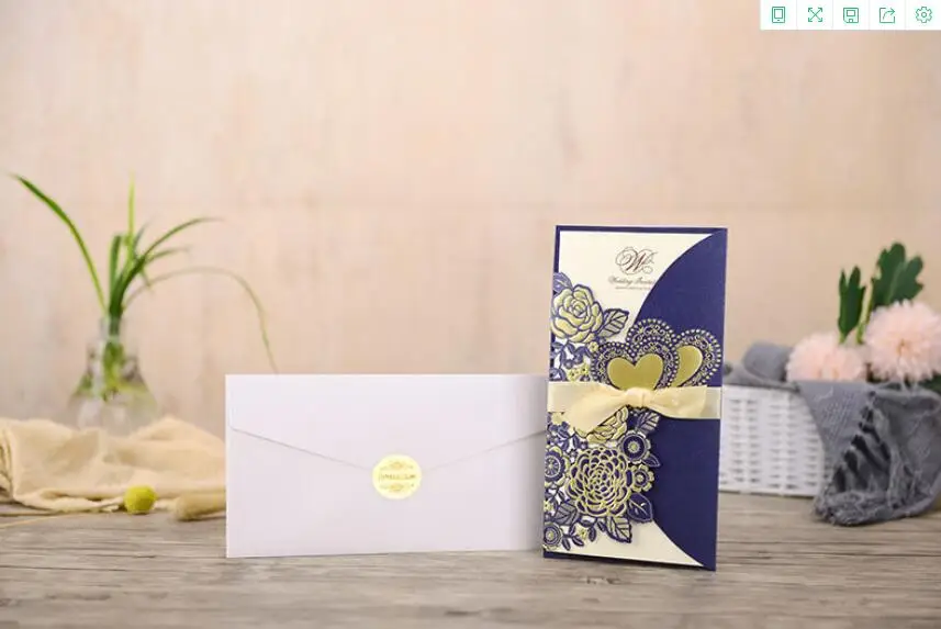 100pcs Laser Cut White Navy Blue Wedding Invitations Cards with Bronzing Heart Flowers for Engagement Bridal Shower,Customizable
100pcs Laser Cut White Navy Blue Wedding Invitations Cards with Bronzing Heart Flowers for Engagement Bridal Shower,Customizable