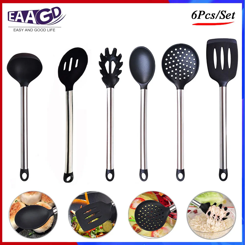 6Pcs/Set Cooking Utensils Silicone Stainless Steel Kitchen Utensil Set - Nonstick Heat Resistant Serving Utensils -
6Pcs/Set Cooking Utensils Silicone Stainless Steel Kitchen Utensil Set - Nonstick Heat Resistant Serving Utensils -