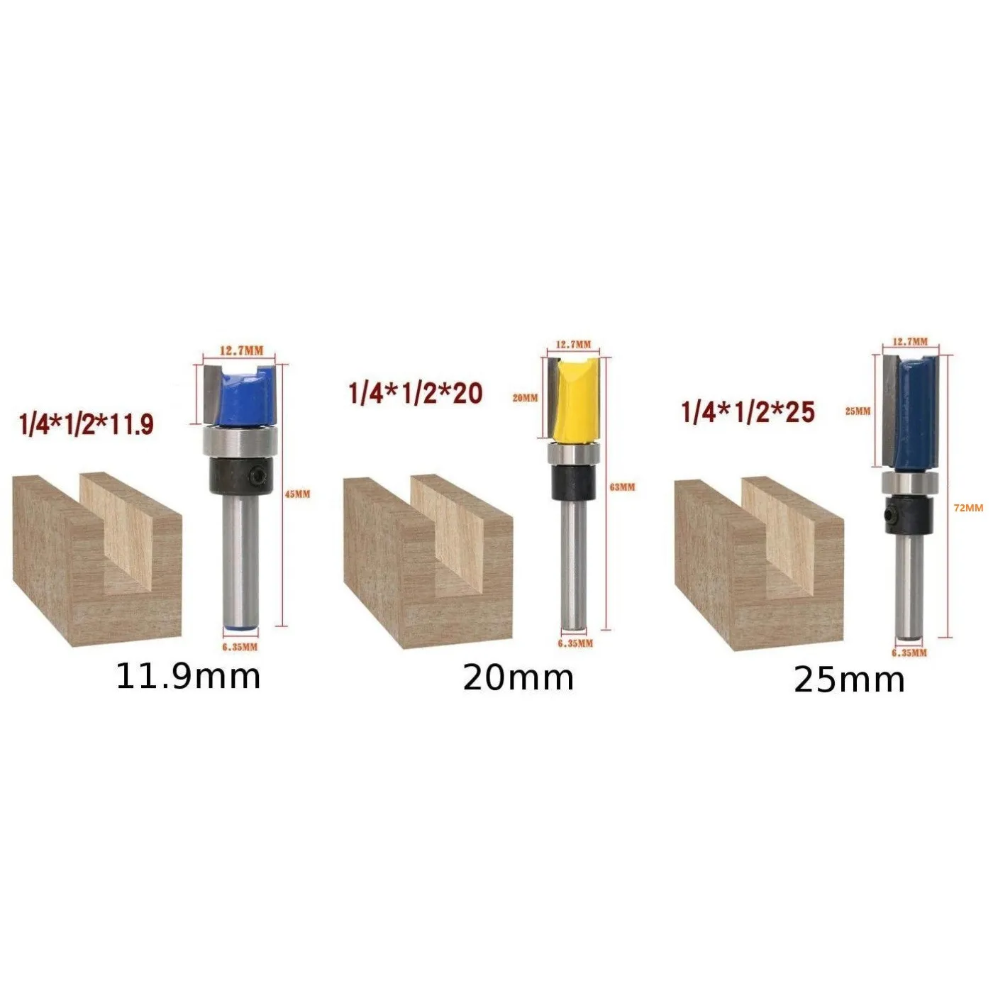 1/4"(6.35mm) Shank Top Bearing Flush Trim Pattern Router Bit Milling Tool Good Wear Resistance Durable And Practical To Use
1/4"(6.35mm) Shank Top Bearing Flush Trim Pattern Router Bit Milling Tool Good Wear Resistance Durable And Practical To Use