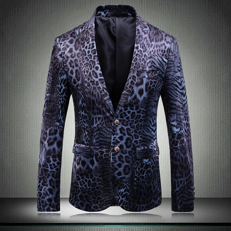 

Мужской пиджак роскошные бархатные леопардовые принт спортивные пиджаки для выпускного Для мужчин размера плюс 5xl Однобортный для ночного ...