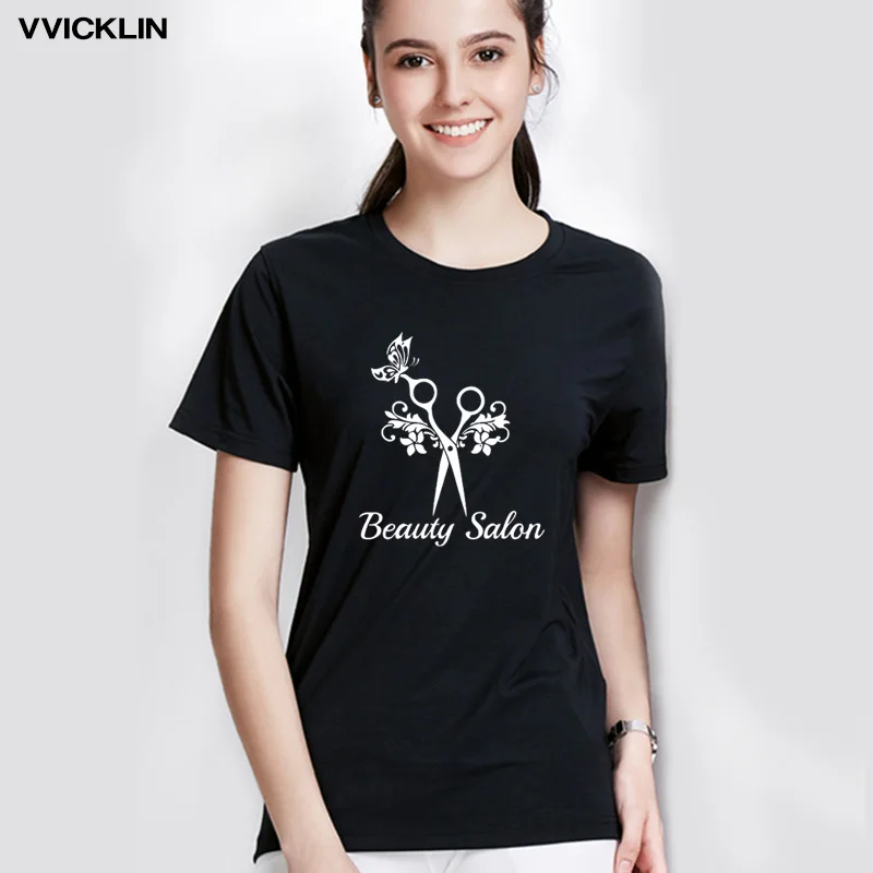 Summer Beauty Salon Scissors Butterfly Fashion Print T-shirt Cotton Short Sleeve Female Clothing T Shirt Women Brand Tshirt
Summer Beauty Salon Scissors Butterfly Fashion Print T-shirt Cotton Short Sleeve Female Clothing T Shirt Women Brand Tshirt