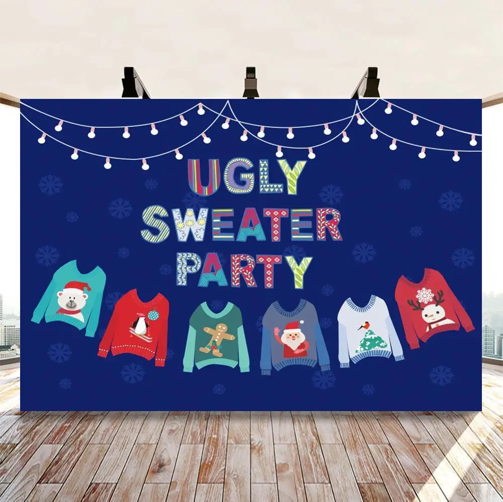 Merry Christmas Ugly Sweater Shirt Party Photography Backdrop Decor Baby Cartoon Poster Photo Background For Photo Studio
Merry Christmas Ugly Sweater Shirt Party Photography Backdrop Decor Baby Cartoon Poster Photo Background For Photo Studio