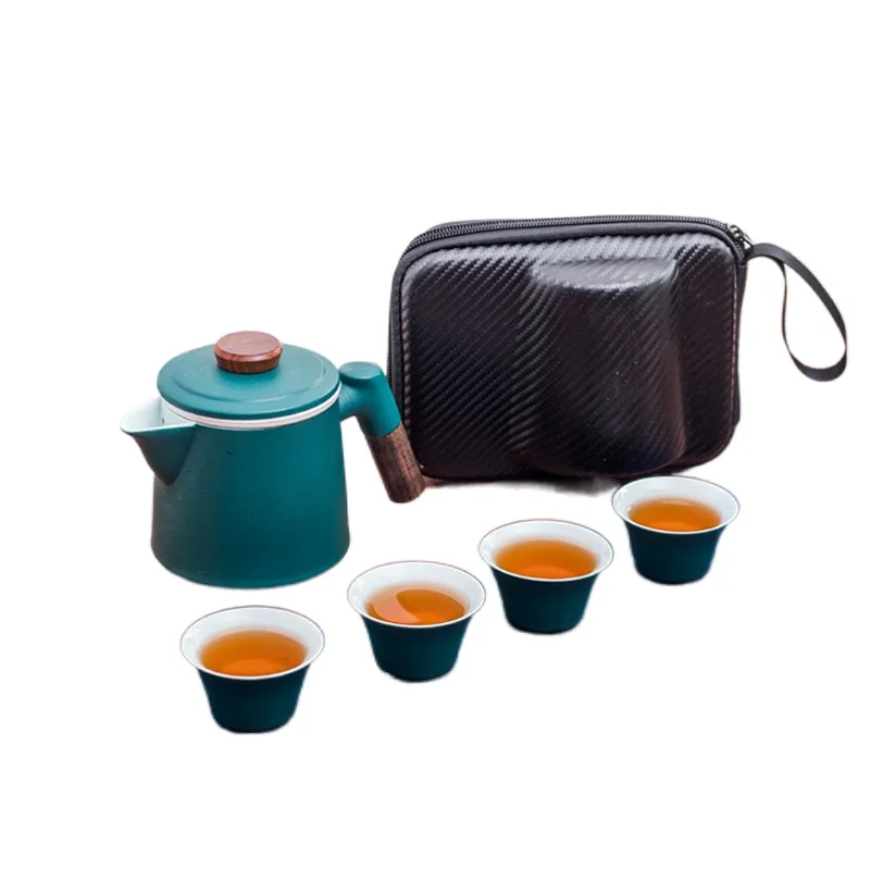 

Customize Tea Set Purple Clay Portable Teapot Set Outdoor Travel Gaiwan Tea Cups of Tea Ceremony Teacup Fine Gift Organizer New