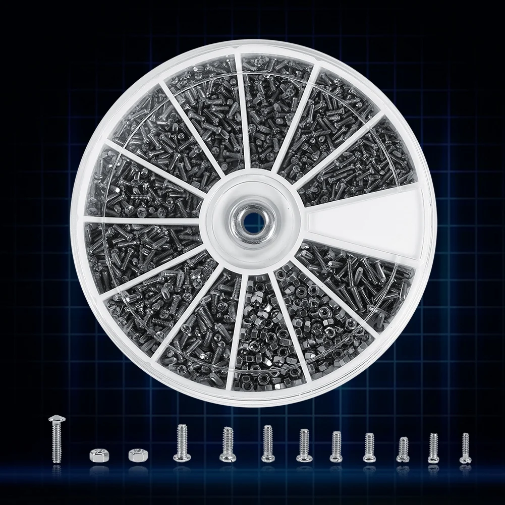 1 коробка 120/600 шт. 12 видов малого шурупы гайки набор M1 M1.2 M1.4 M1.6 Винты для часов