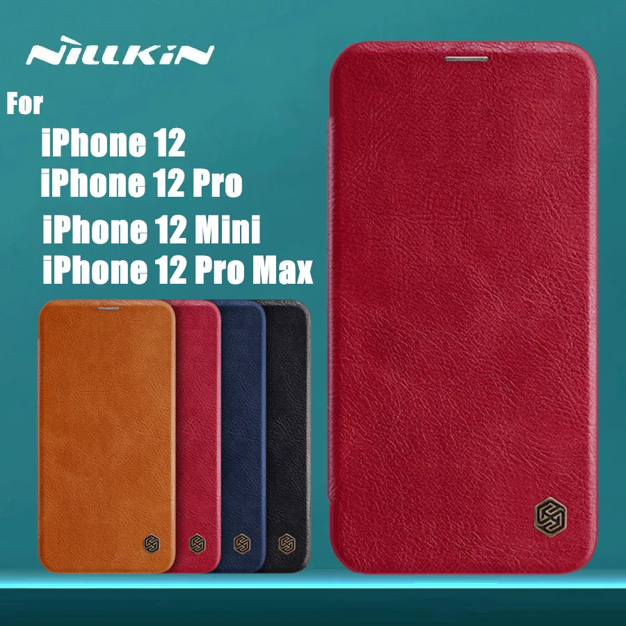 

for Apple iPhone 12/12 Mini 5.4/6.1" Case NILLKIN Qin Series Wallet Flip Cover Case For iPhone 12 Pro Max Genuine Flip Leathe