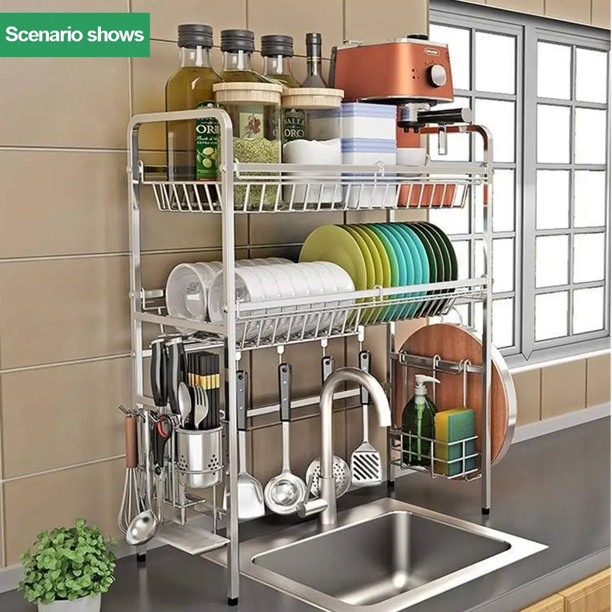 2-tier Stainless Steel Kitchen Dish Drying Rack Over Sink Dish Drainer Rack Drying Shelf Kitchen Sink Organizer Utensils Holder
2-tier Stainless Steel Kitchen Dish Drying Rack Over Sink Dish Drainer Rack Drying Shelf Kitchen Sink Organizer Utensils Holder