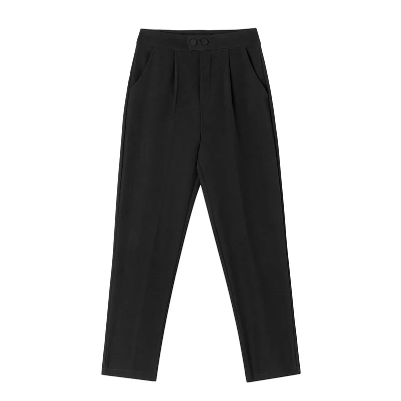 2021 Spring Summer Black Ankle-length Pants Women's Pockets Button Fly Harem Pants High Waist Office Ladies Work Trousers
2021 Spring Summer Black Ankle-length Pants Women's Pockets Button Fly Harem Pants High Waist Office Ladies Work Trousers