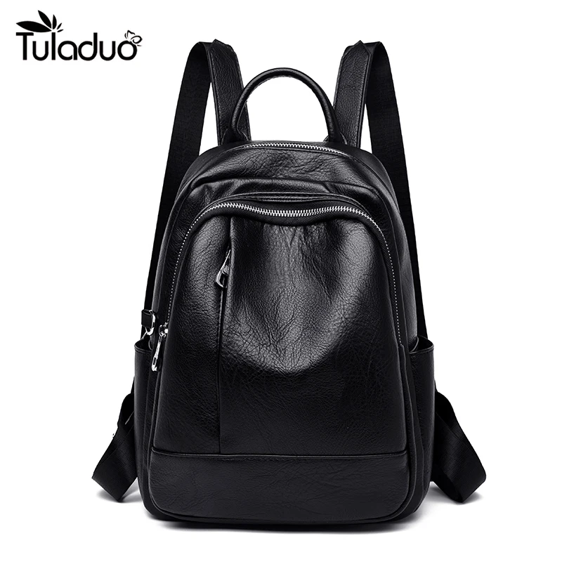 Fashion Pu Leather Female Backpack Female Black Backpack Small Zipper Bag Student Girl's Backpack Solid Color Soft Leather
Fashion Pu Leather Female Backpack Female Black Backpack Small Zipper Bag Student Girl's Backpack Solid Color Soft Leather