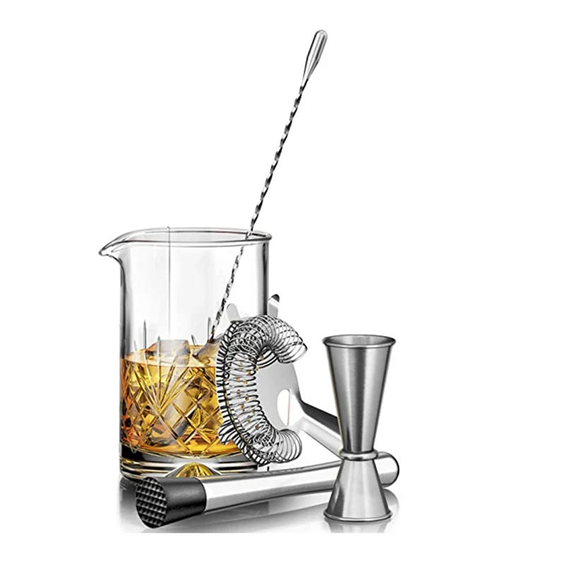 Crystal Cocktail Mixing Glass Set - 5 Piece - 450Ml Thick Bottom Crystal Mixing Glass, Spoon, Jigger, Strainer & Muddler
Crystal Cocktail Mixing Glass Set - 5 Piece - 450Ml Thick Bottom Crystal Mixing Glass, Spoon, Jigger, Strainer & Muddler