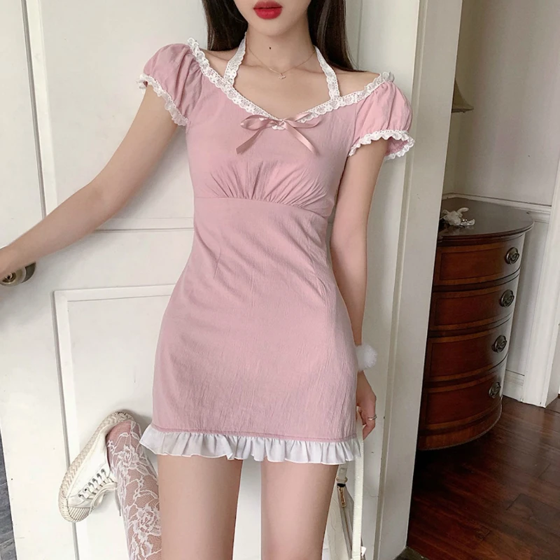 Lace Pink Girl's Dress Waist Hugging Slimming French Dress Summer 2021 New Style Temperament Dress
Lace Pink Girl's Dress Waist Hugging Slimming French Dress Summer 2021 New Style Temperament Dress