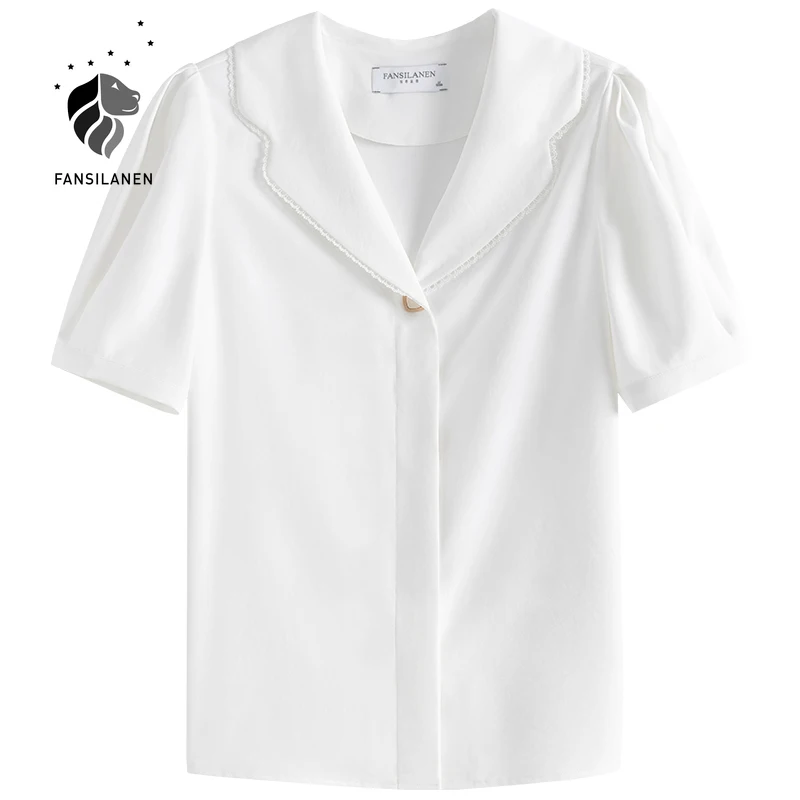 FANSILANEN Vintage puff sleeve green chiffon blouse shirt Women elegant white summer button up shirt Female casual short top
FANSILANEN Vintage puff sleeve green chiffon blouse shirt Women elegant white summer button up shirt Female casual short top