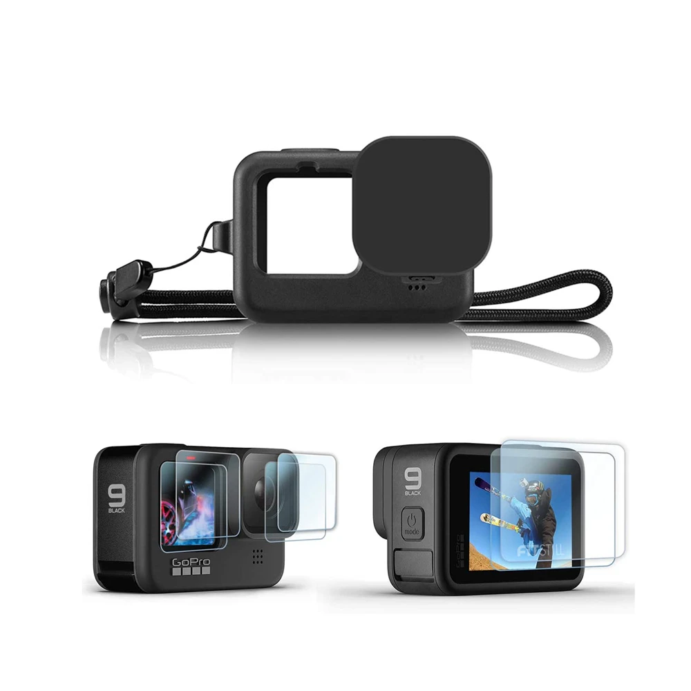 Silicone Case for GoPro Hero 9 Black + 6pcs Tempered Glass Screen Protector Protective Film Lens Cap Cover Go Pro 9 Accessories
Silicone Case for GoPro Hero 9 Black + 6pcs Tempered Glass Screen Protector Protective Film Lens Cap Cover Go Pro 9 Accessories