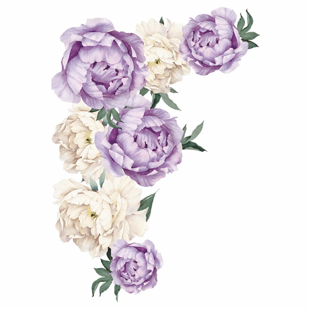 

Настенная Наклейка с фиолетовыми цветами, пионы, розы, водонепроницаемые ПВХ наклейки на стену, цветы для дивана, фона, гостиной, спальни, ку...