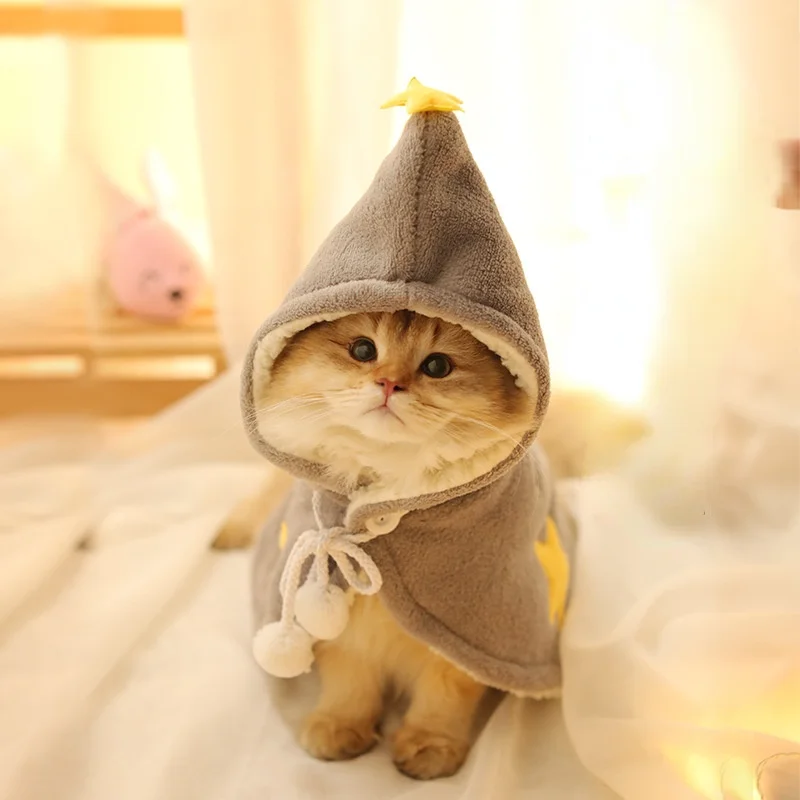 Cat hooded cloak magician cloak plus velvet thick warm nightgown dog transform into winter pet clothing
Cat hooded cloak magician cloak plus velvet thick warm nightgown dog transform into winter pet clothing