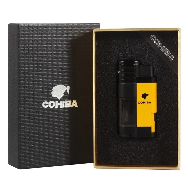 COHIBA Cigar Lighter Blue Flame 4 Torch Jet Lighter Portable Lighters Smoking Accessories Butane Torch Lighter Jet Torch
COHIBA Cigar Lighter Blue Flame 4 Torch Jet Lighter Portable Lighters Smoking Accessories Butane Torch Lighter Jet Torch