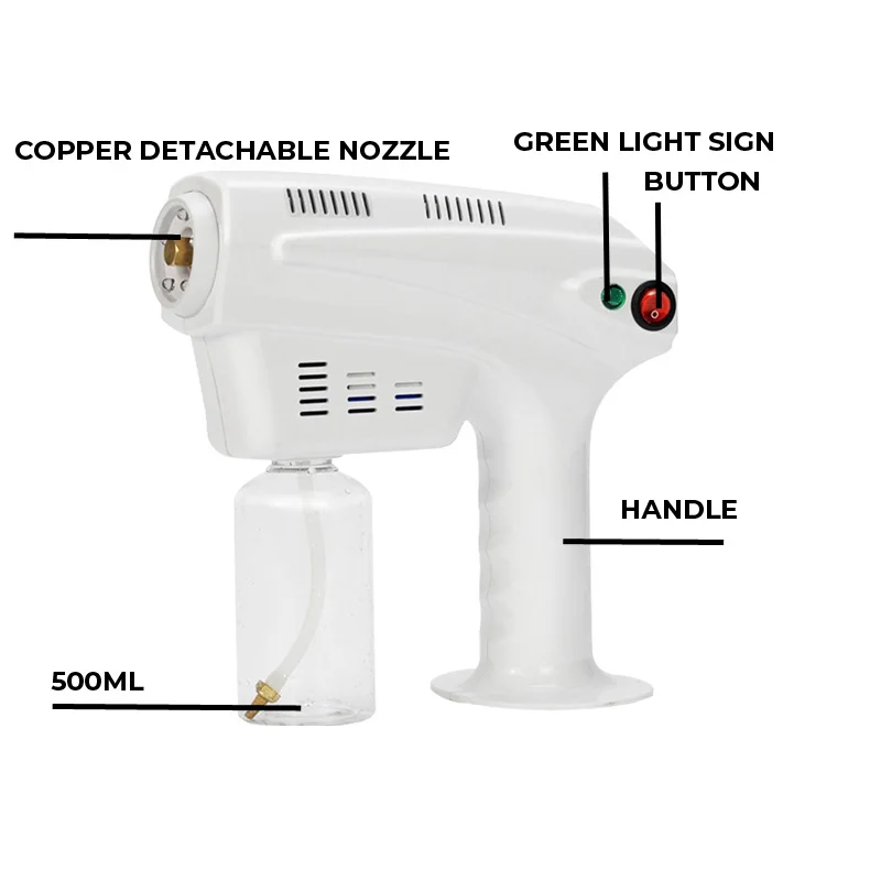 Wireless Gun Disinfectant Sprayer Handheld Blue-ray Nano Steam Sterilization Nebulizers Hair Care Face Care 
Wireless Gun Disinfectant Sprayer Handheld Blue-ray Nano Steam Sterilization Nebulizers Hair Care Face Care