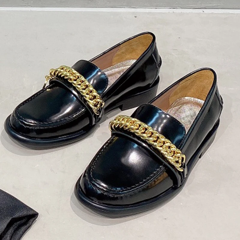 Real Leather Top Quality Loafers Flat Heel Chain Design Fashion Brand Shoes Women Round Toe Outdoor Slip On Casual Shoes Woman
Real Leather Top Quality Loafers Flat Heel Chain Design Fashion Brand Shoes Women Round Toe Outdoor Slip On Casual Shoes Woman