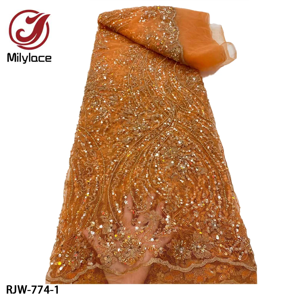 African Nigerian Tulle Embroidery Lace Fabric with Sequins High Quality Bead Tube Mesh Lace Fabric for Wedding Sewing RJW-774
African Nigerian Tulle Embroidery Lace Fabric with Sequins High Quality Bead Tube Mesh Lace Fabric for Wedding Sewing RJW-774