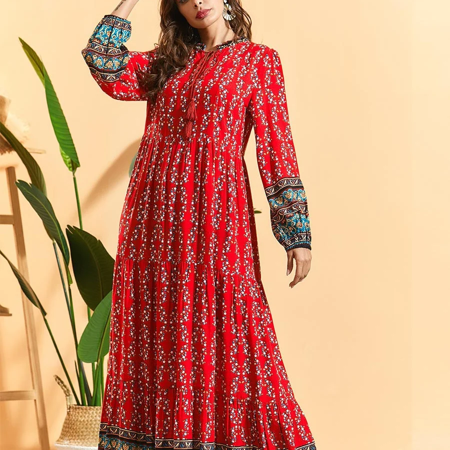 Large Size Women's Dress with Standing Collar Printed Casual and Comfortable Rayon Cotton Arab Muslim Dress Abaya Turkey
Large Size Women's Dress with Standing Collar Printed Casual and Comfortable Rayon Cotton Arab Muslim Dress Abaya Turkey