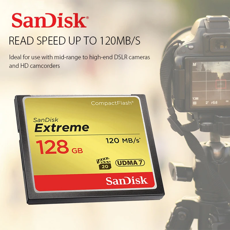 Sandisk Compact Flash Card CF SD 64GB 128GB 32GB Extreme PRO U3 For SLR Camera Shooting 4K Video Compact Flash Case USB Adapter
Sandisk Compact Flash Card CF SD 64GB 128GB 32GB Extreme PRO U3 For SLR Camera Shooting 4K Video Compact Flash Case USB Adapter