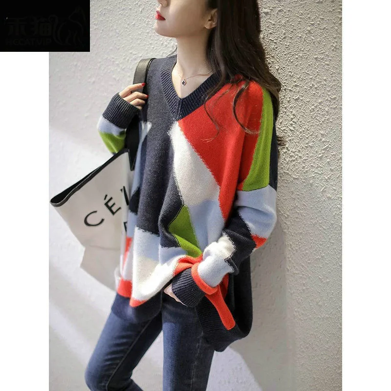 Ladies Tops 2021 Spring and Autumn New Fashion V-neck Color Loose Pullover Long Sleeve Sweater Knitwear Beautiful Purple Sweater
Ladies Tops 2021 Spring and Autumn New Fashion V-neck Color Loose Pullover Long Sleeve Sweater Knitwear Beautiful Purple Sweater