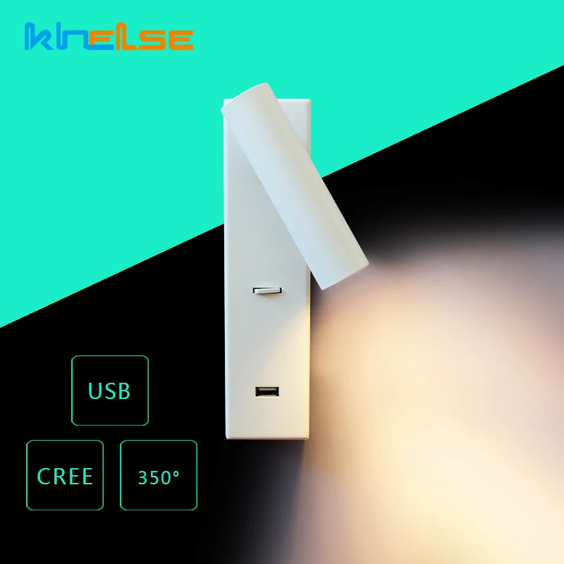 Вращающийся настенный светодиодный светильник с углом поворота лампа USB