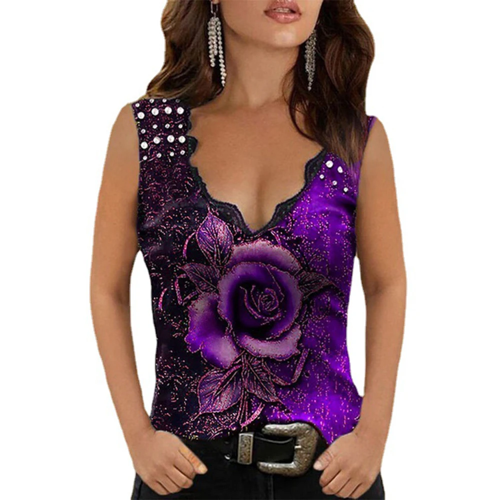Жилет без рукавов с принтом розы, топы с v-образным вырезом, сексуальный стиль, женские футболки на бретелях, модная летняя одежда для женщин,... 
Жилет без рукавов с принтом розы, топы с v-образным вырезом, сексуальный стиль, женские футболки на бретелях, модная летняя одежда для женщин,...