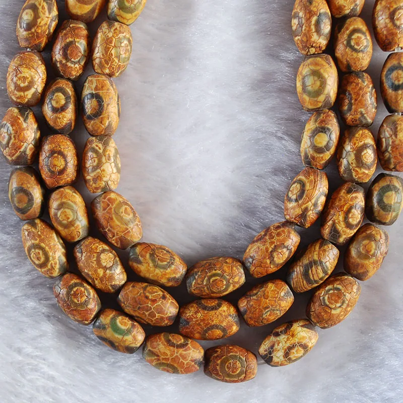 

12x8 MM Natural Brown Old Tibetan Dzi Eyes Agates Stone Beads Oval Shape Loose Beads For DIY Making Jewelry Accessory