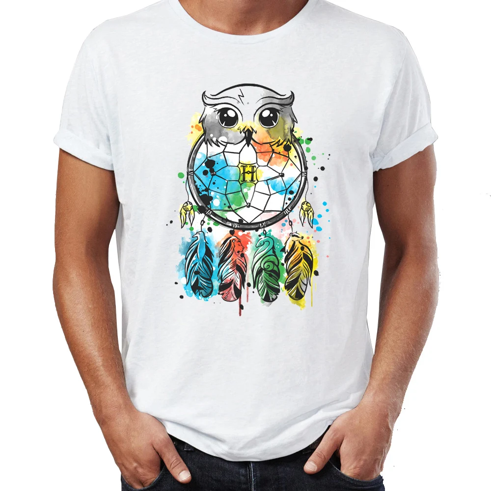 Новая мужская футболка с коротким рукавом племенная Акварельная Сова Artsy Awesome Art
